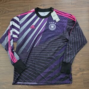 Germany Soccer Jersey Mens Med Purple Black Adidas Goalkeeper Long Sleeve